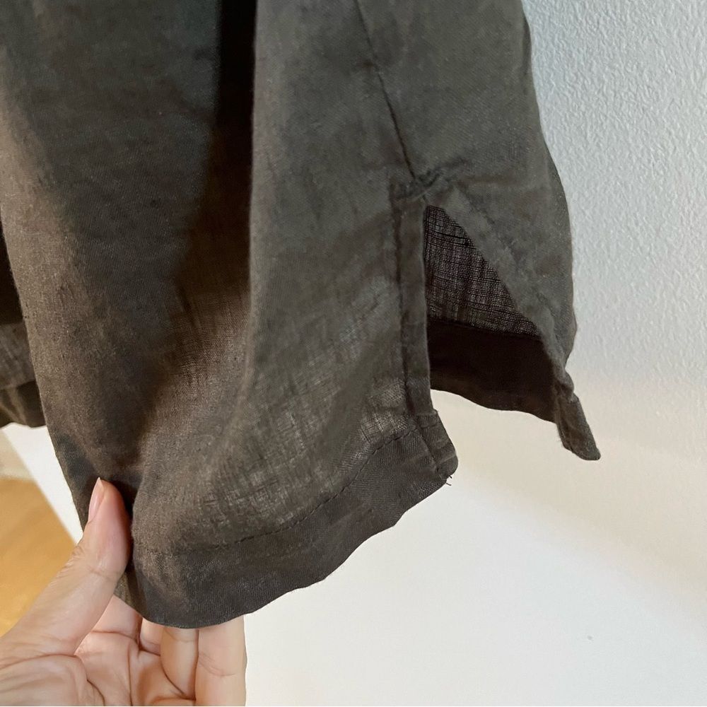 Standard James Perse Lightweight Linen Boxy Fit Shirt in Army Brown L - Picture 7 of 11